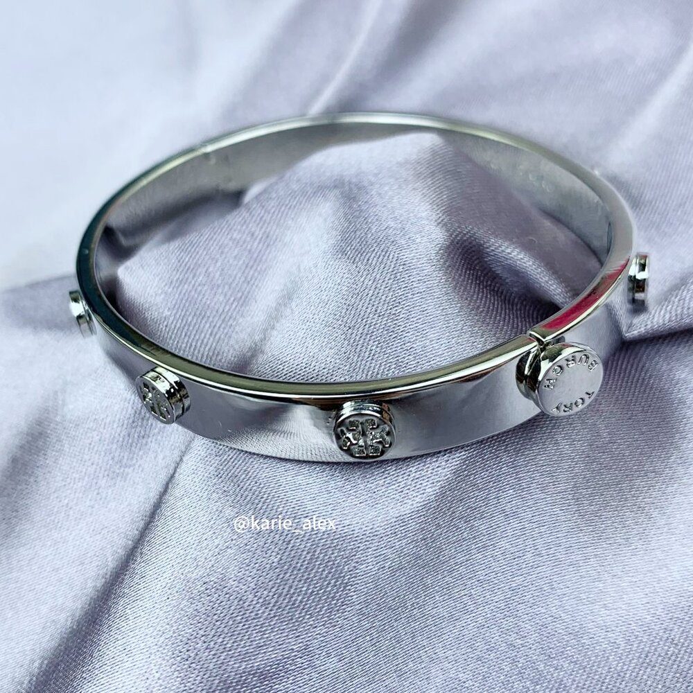 Tory Burch Miller Stud Hinge Bracelet 7MM Silver (BRAND NEW)